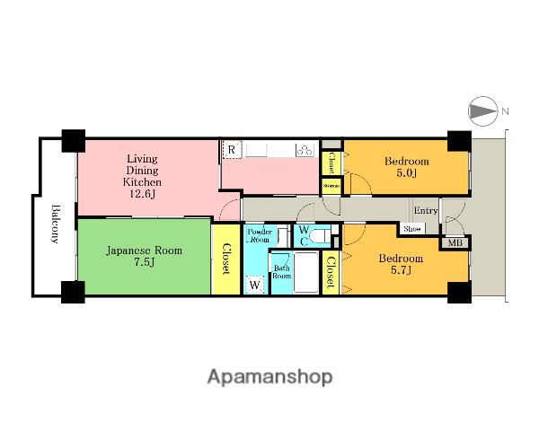 南与野ハイツ(3LDK/2階)の間取り写真
