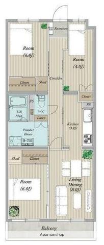 PLENDY北浦和(3LDK/3階)の間取り写真
