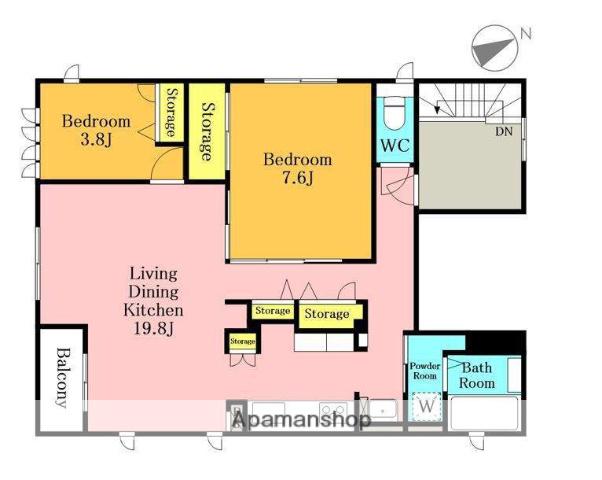 ソレイユ(2LDK/2階)の間取り写真