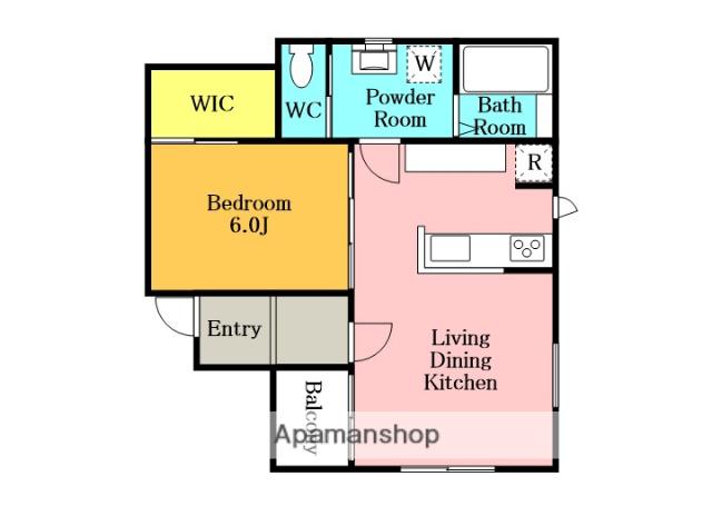ユニバーサルシティスズヤ(1LDK/2階)の間取り写真