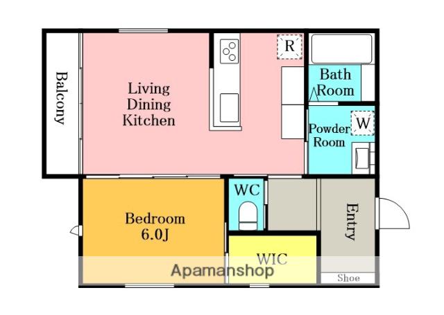 ユニバーサルシティスズヤ(1LDK/3階)の間取り写真