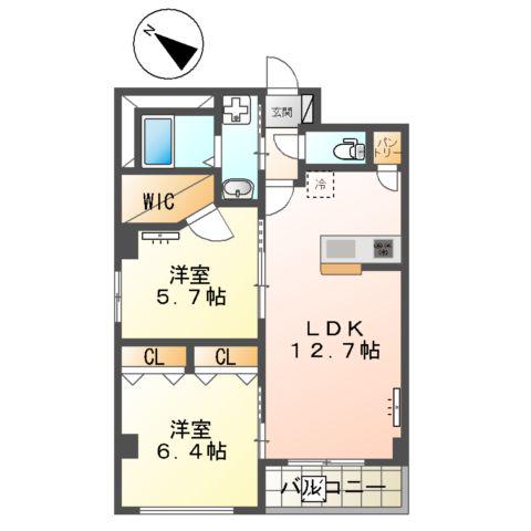 SUNSHINE RESIDENCE(2LDK/2階)の間取り写真