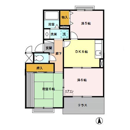 ピュアコート弐番館(3DK/1階)の間取り写真