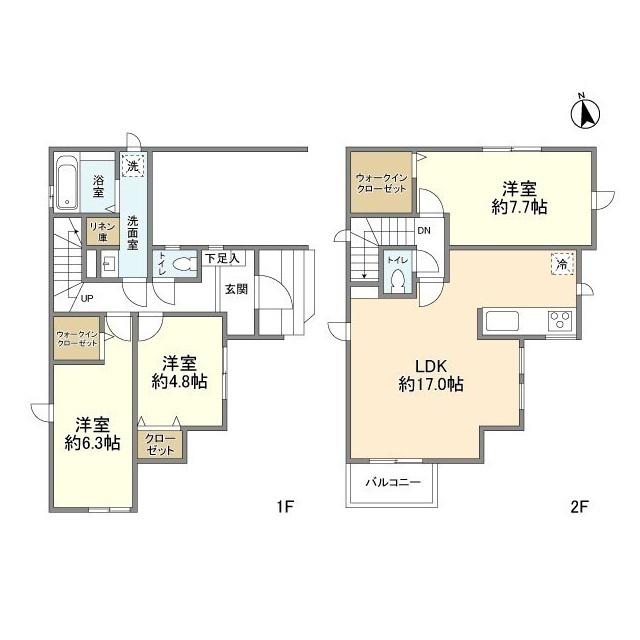 京浜東北・根岸線 与野駅 徒歩18分 2階建 築2年(3LDK)の間取り写真