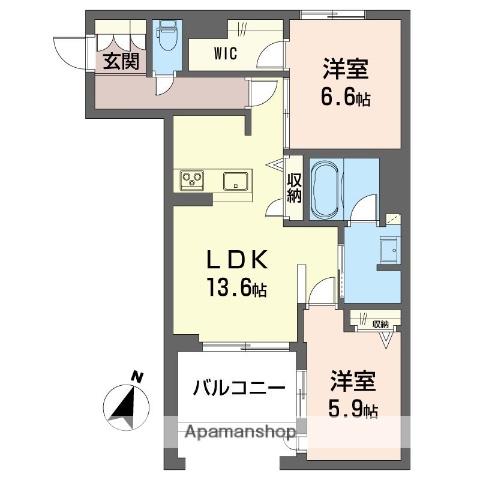 カスケード(2LDK/2階)の間取り写真