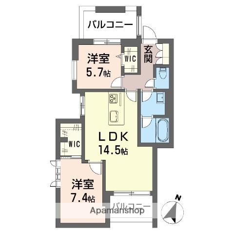 カスケード(2LDK/3階)の間取り写真