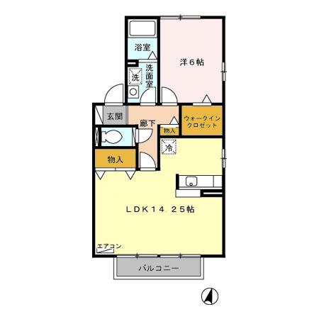 サンモール B(1LDK/2階)の間取り写真