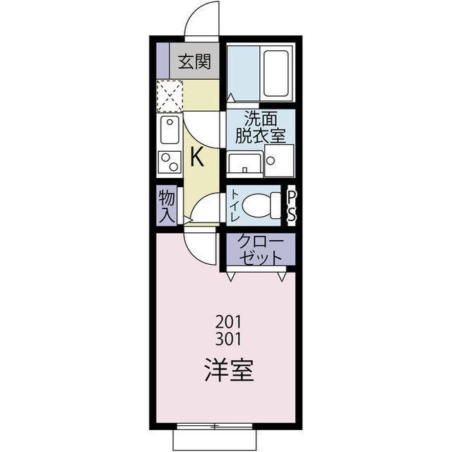 アイドクレース(1K/2階)の間取り写真