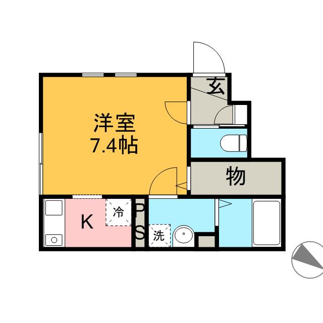 パインツリー(1K/1階)の間取り写真