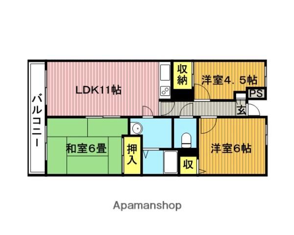 グランパレス榎本(3LDK/3階)の間取り写真