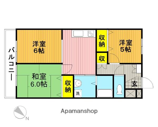 ビューハイツ浦和(3DK/3階)の間取り写真