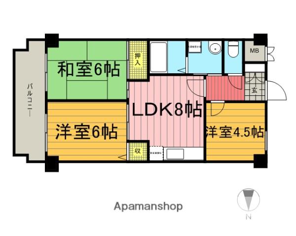 リュミエ北浦和(3LDK/6階)の間取り写真