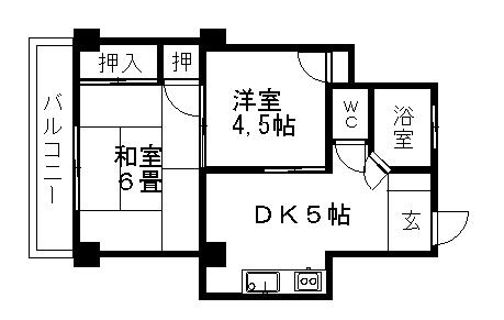 ハイグランデューレ(2DK/2階)の間取り写真
