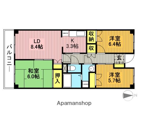ビューリヴェール(3LDK/2階)の間取り写真