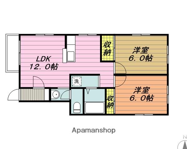 シェ アザレ(2LDK/2階)の間取り写真