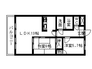 フローラ浦和(2LDK/4階)の間取り写真