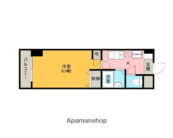 クイーンズヒル輝素(1K/3階)の間取り写真