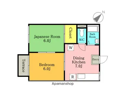 コスモハイツ武蔵(2DK/1階)の間取り写真
