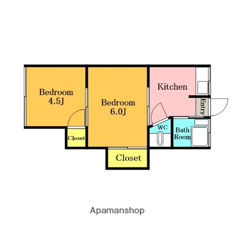 石栄コーポ1号館(2K/1階)の間取り写真