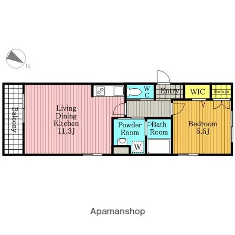 ギモーヴ(1LDK/2階)の間取り写真
