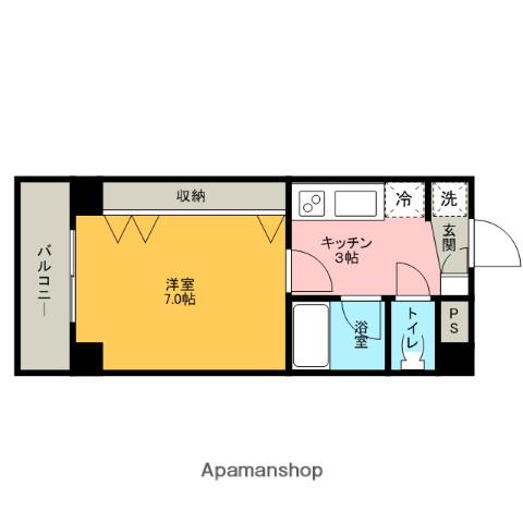 グリーンコート大門(1K/1階)の間取り写真