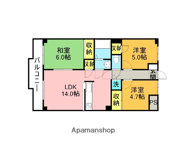 メック上小(3LDK/2階)の間取り写真