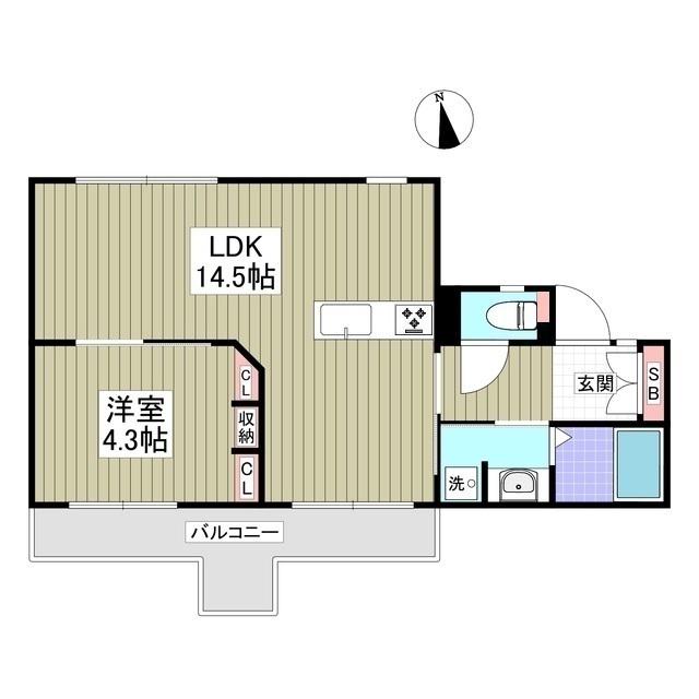 エトワール大成町(1LDK/4階)の間取り写真