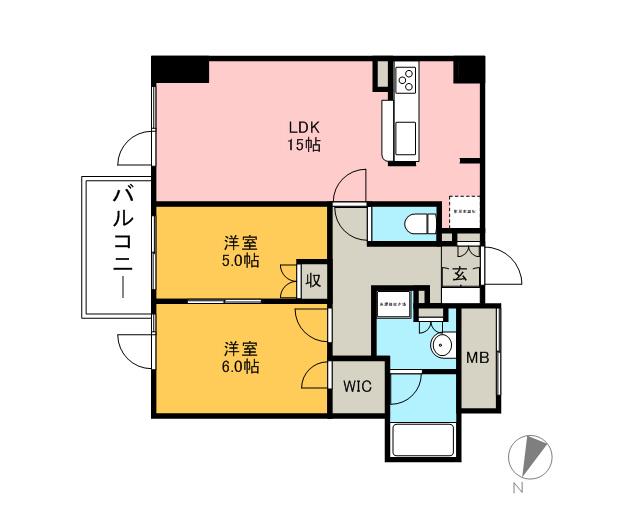 コンフォリア大宮(2LDK/7階)の間取り写真