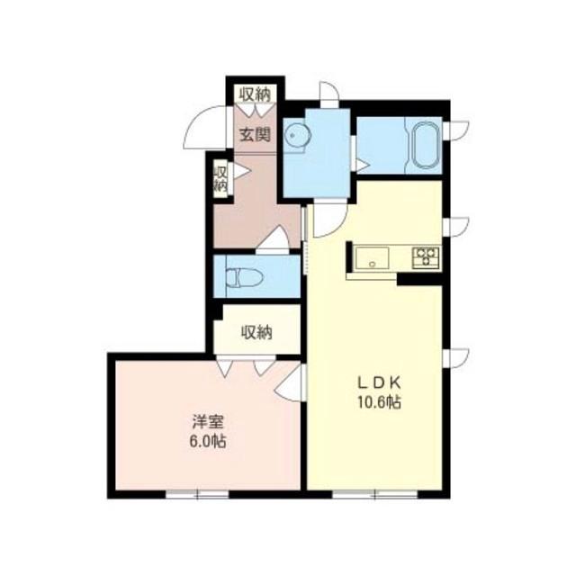 アルブル三橋(1LDK/1階)の間取り写真