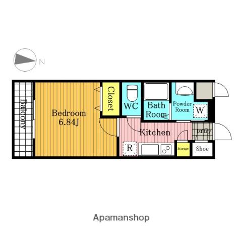 シャ・ノアール新都心(1K/4階)の間取り写真