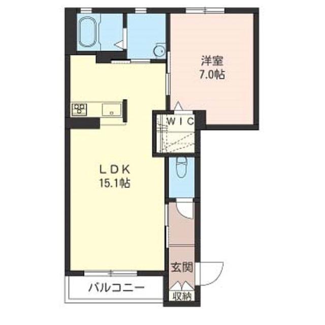 アルブル三橋(1LDK/1階)の間取り写真