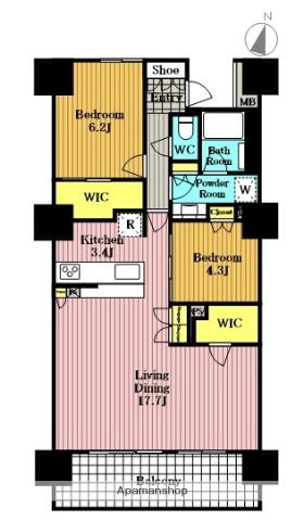 大宮スカイ&スクエア ザ・タワー(2LDK/10階)の間取り写真