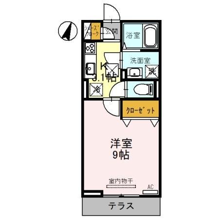 ローズ ハーモニー(1K/1階)の間取り写真