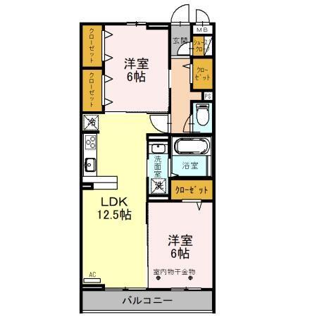 PLUME(2LDK/3階)の間取り写真