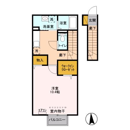 メゾンドエスポワール(1K/2階)の間取り写真