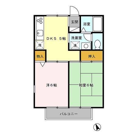 シャトル藤(2DK/1階)の間取り写真