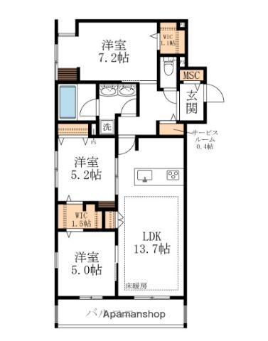メゾン デラーブル大宮(3LDK/2階)の間取り写真