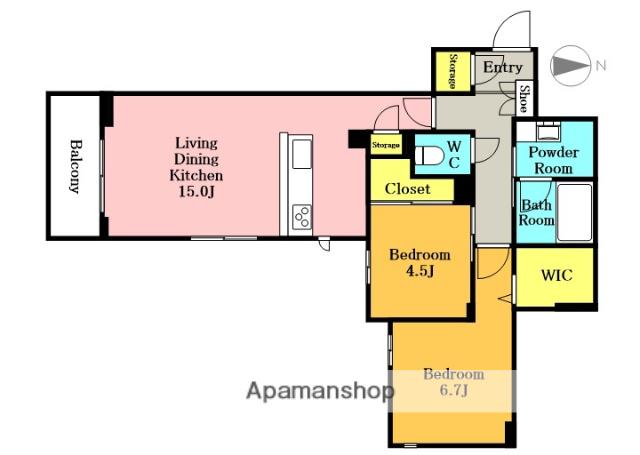 ルミチェーロ(2LDK/1階)の間取り写真