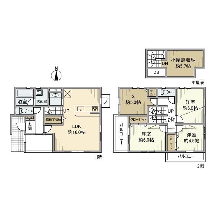 京浜東北・根岸線 大宮駅(埼玉) バス乗車時間：5分 櫛引南バス停で下車 徒歩3分 2階建 築10年(3SLDK)の間取り写真