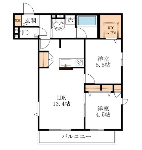 桜メゾン(2LDK/3階)の間取り写真