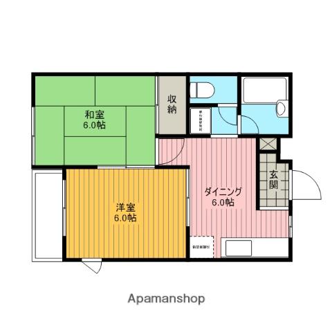 アーリーバード(2DK/2階)の間取り写真