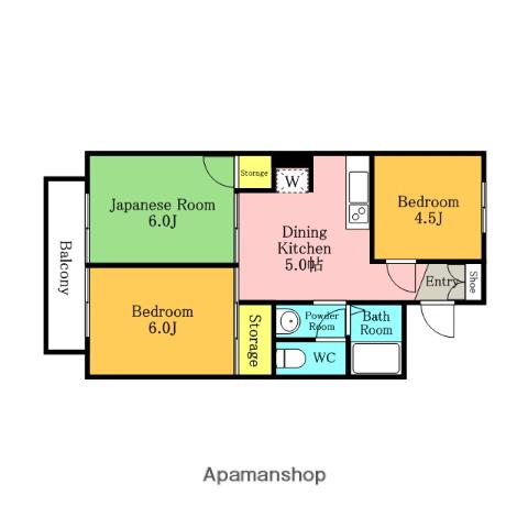 ウエストハイム(3DK/1階)の間取り写真