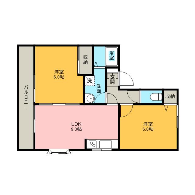 セジュール三橋2(2LDK/2階)の間取り写真