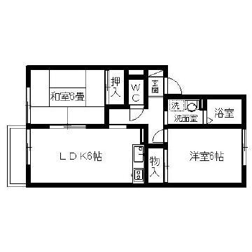 ハイツ・リヴァーサイド(2DK/2階)の間取り写真