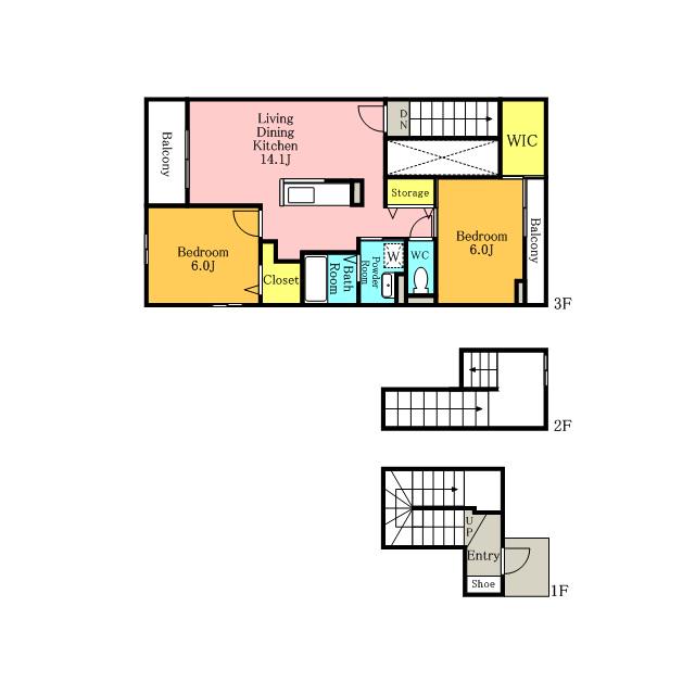プランタン Ⅰ(2LDK/3階)の間取り写真