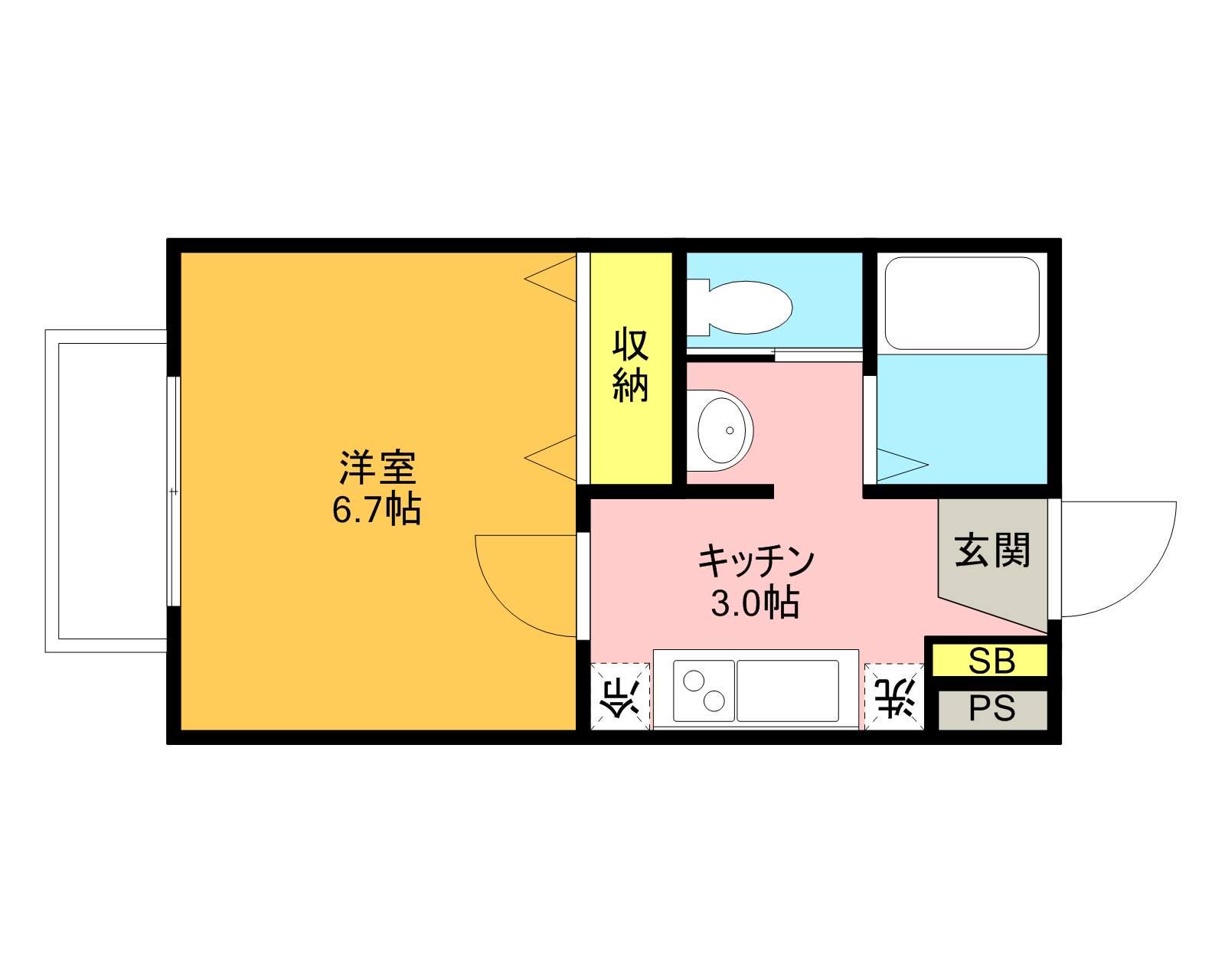 セゾンルミエール(1K/1階)の間取り写真