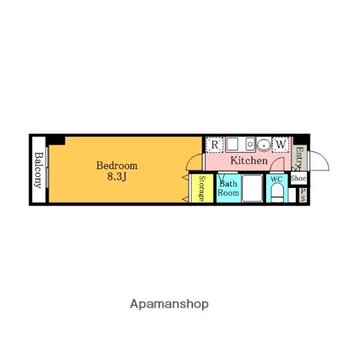 キングフィールズ皇輝(1K/3階)の間取り写真