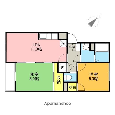 ハイツUUⅤ(2LDK/3階)の間取り写真