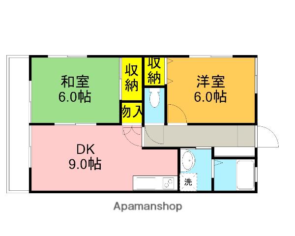 コーポタカノ(2DK/1階)の間取り写真
