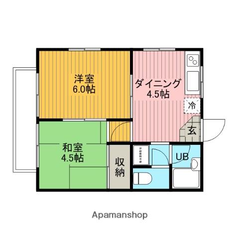 ジュネス原市(2DK/1階)の間取り写真